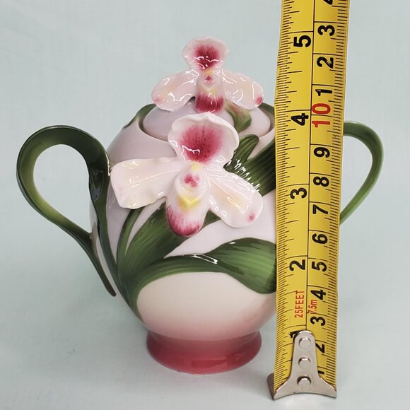 Franz Porcelain Sugar Bowl – Slipper Orchid Design FZ00278 - Picture 7 of 8